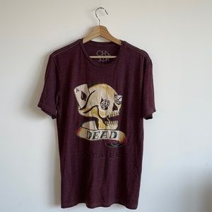 Grateful Dead Skull Burgundy Men Crew Neck Large t-shirt with short sleeves